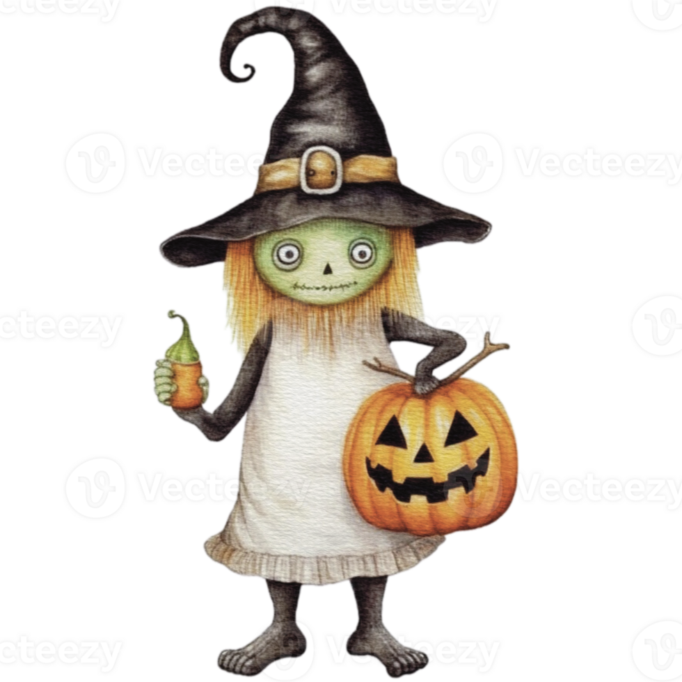 a baby monster on Halloween character holding a lollipop , png