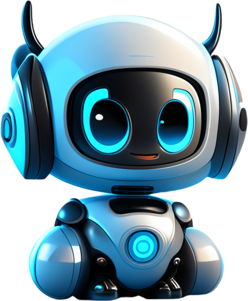 Robot with headphones. AI Generated png