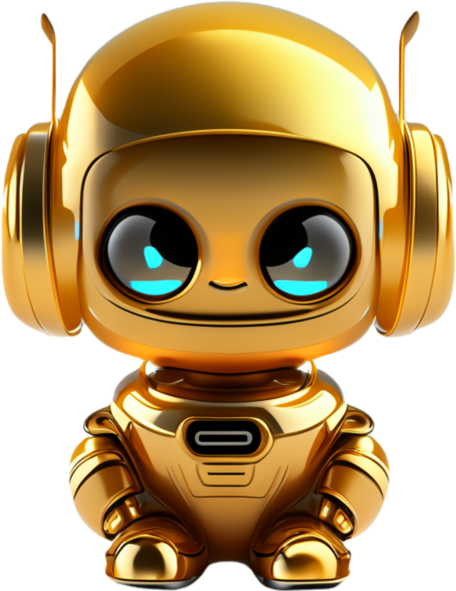 Golden robot with headphones. 26694797 PNG