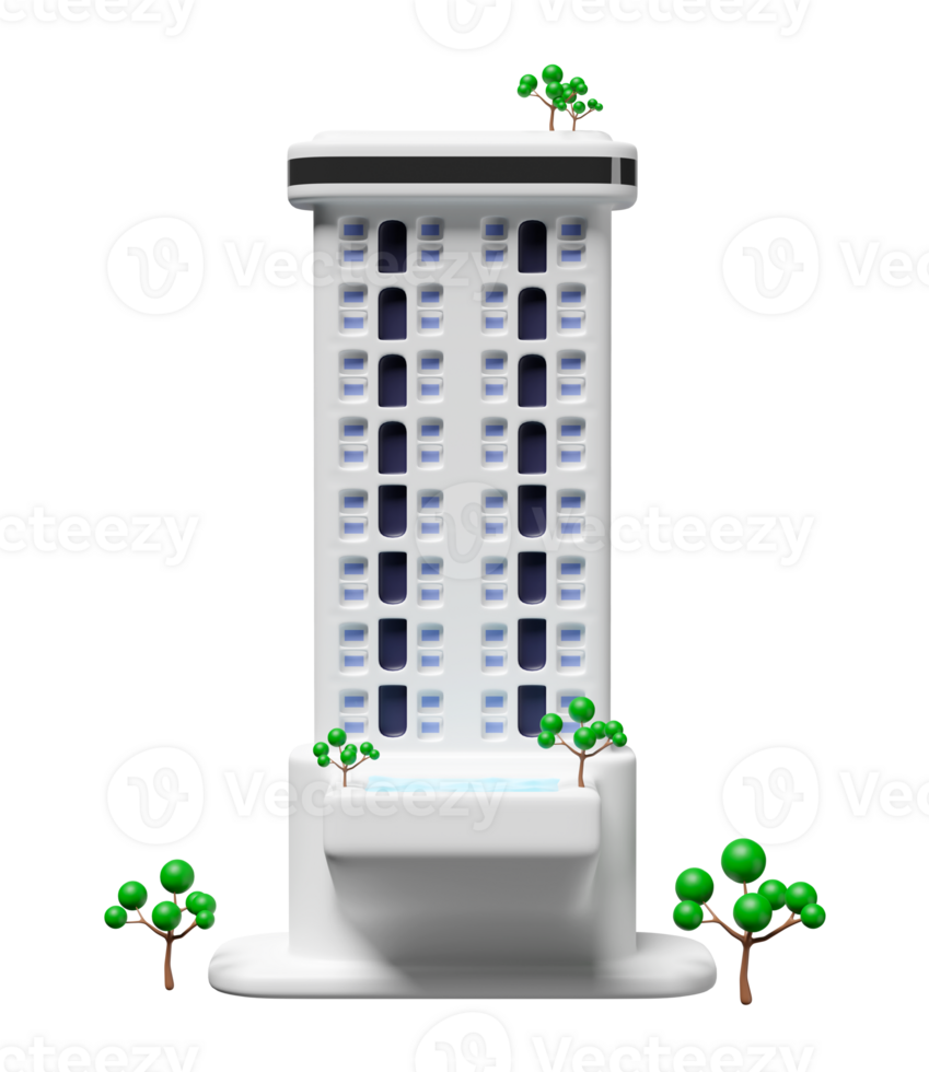 grey skyscraper building icon with swimming pool isolated. 3d render illustration png