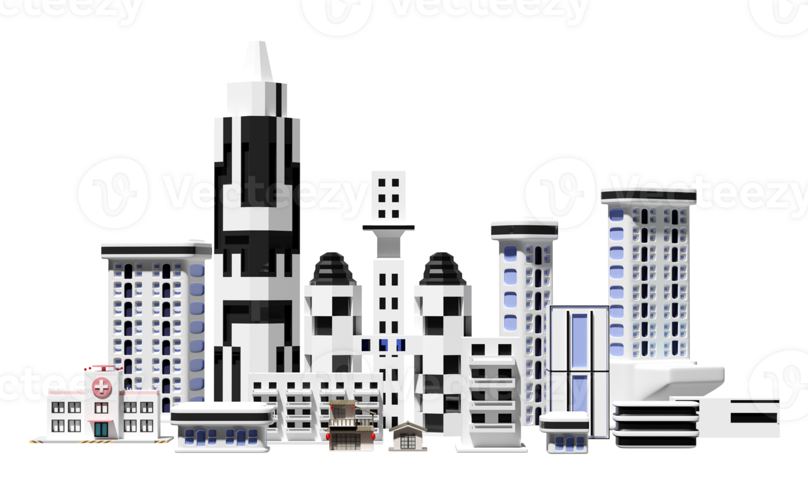 grå skyskrapa byggnad ikon isolerat. 3d framställa illustration png