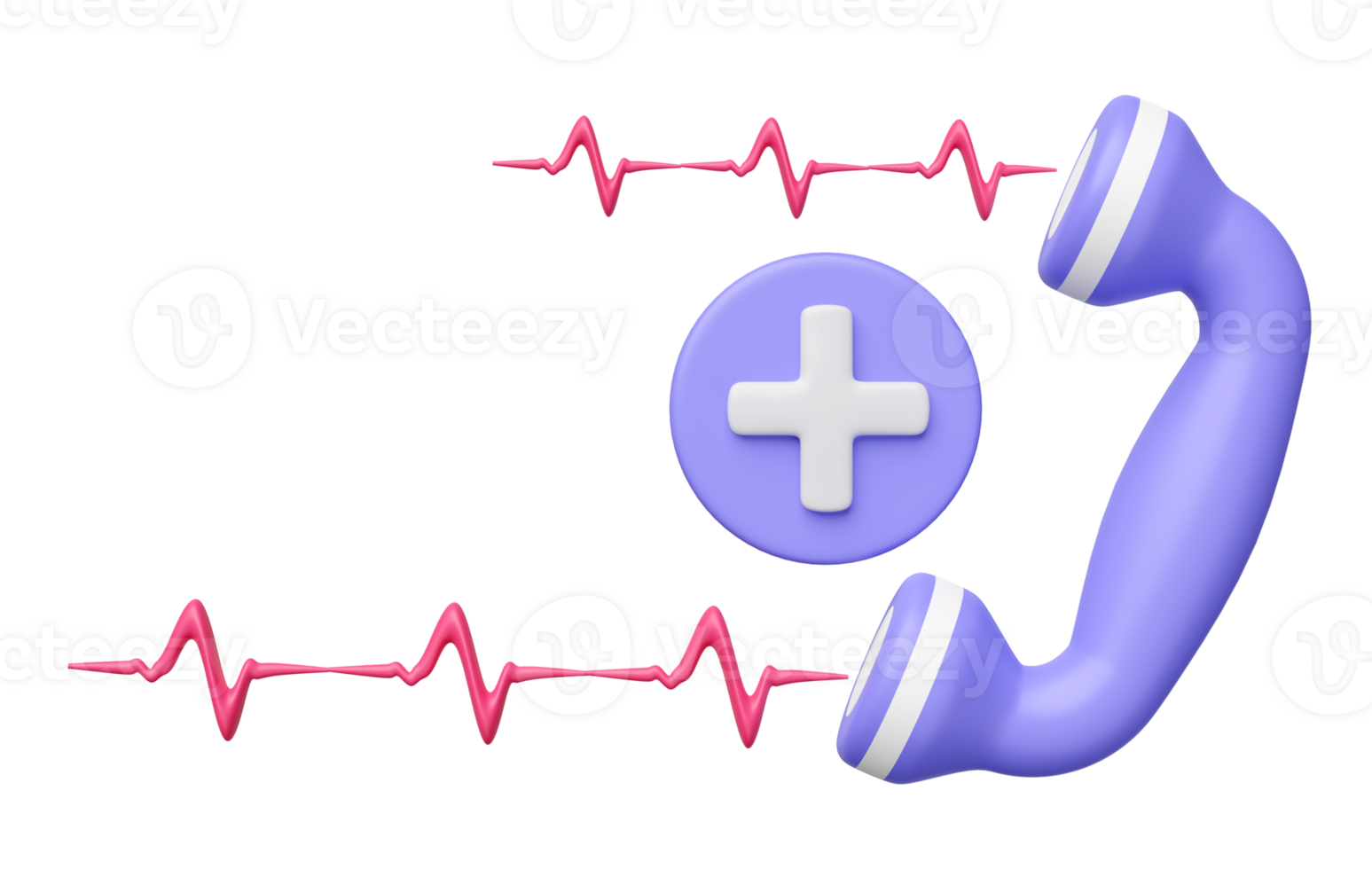 3d telephone with voice contract  icon isolated. call doctor, medical support, consult health problems concept, 3d render illustration png