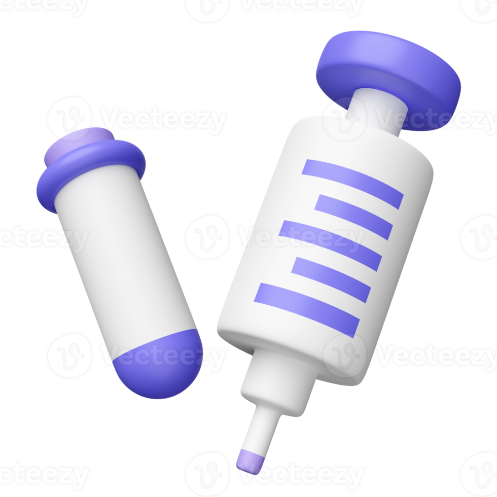 3d syringe, test tube isolated. blood test equipment, 3d render illustration png