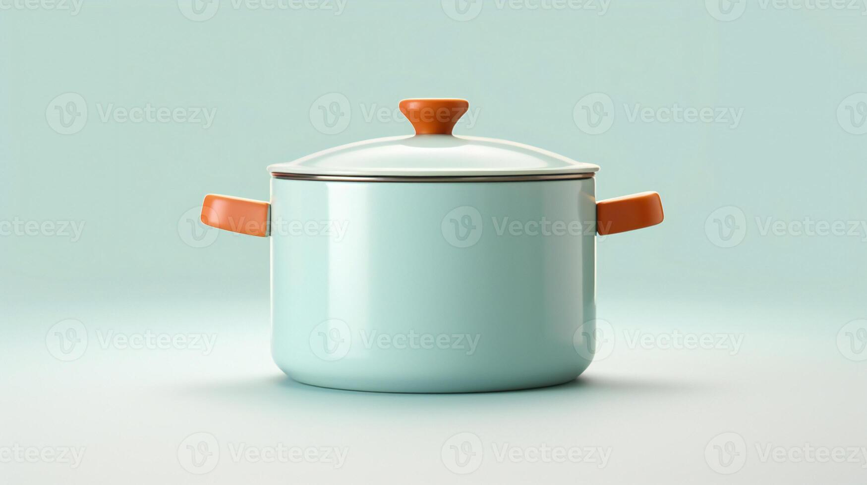 an orange pot with a lid on a white background AI Generative photo