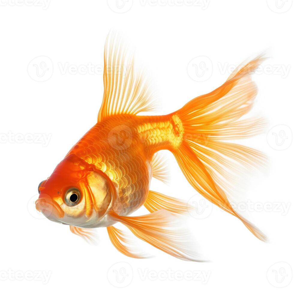 Gold fish on white background. photo