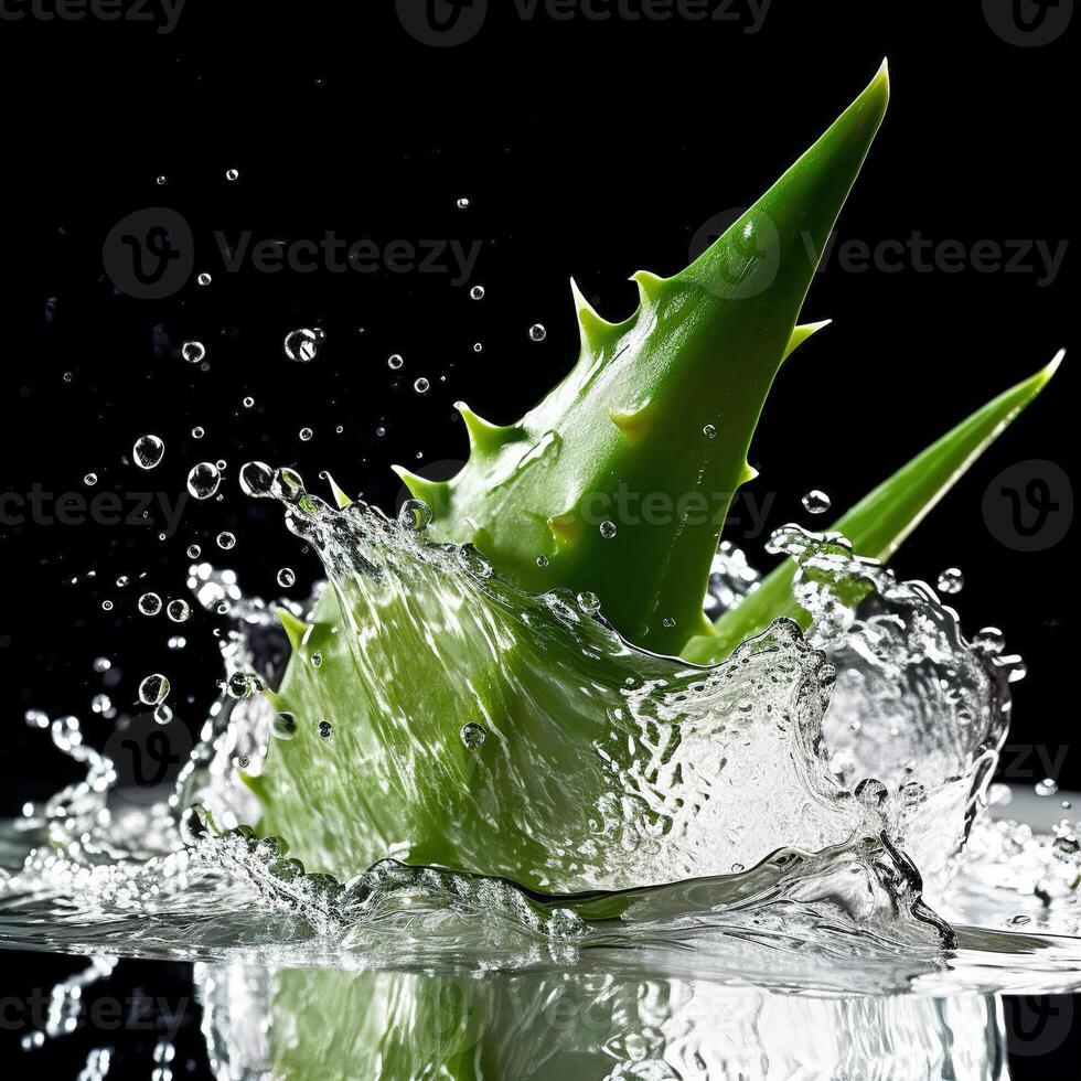 Aloe vera in water splash. photo