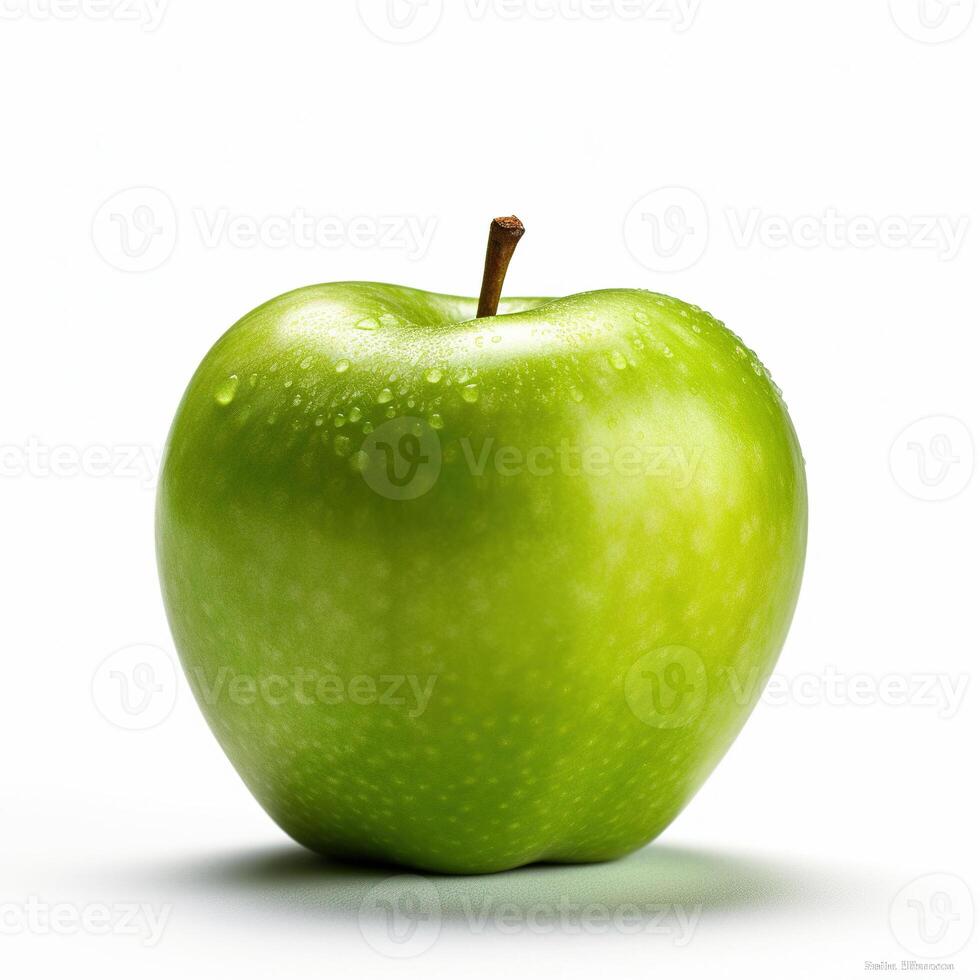 verde manzana Fruta en blanco antecedentes. generativo ai foto