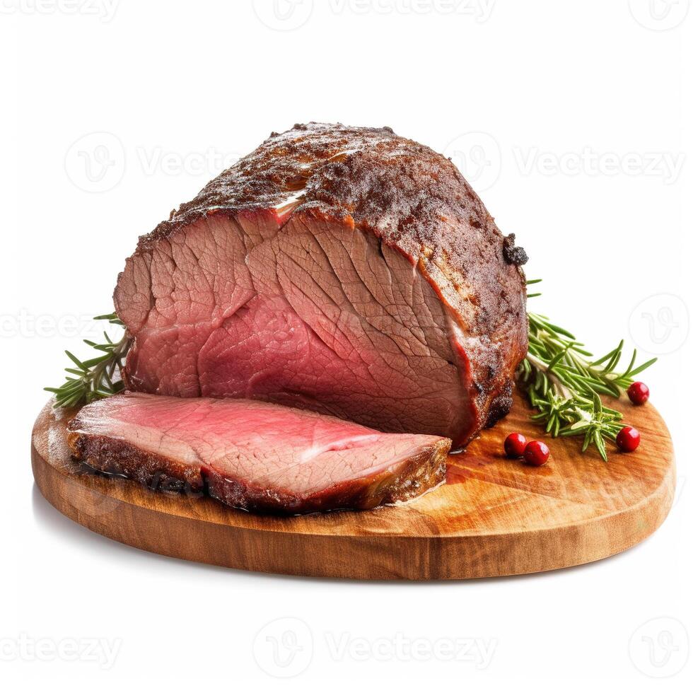Roast beef on white background. photo