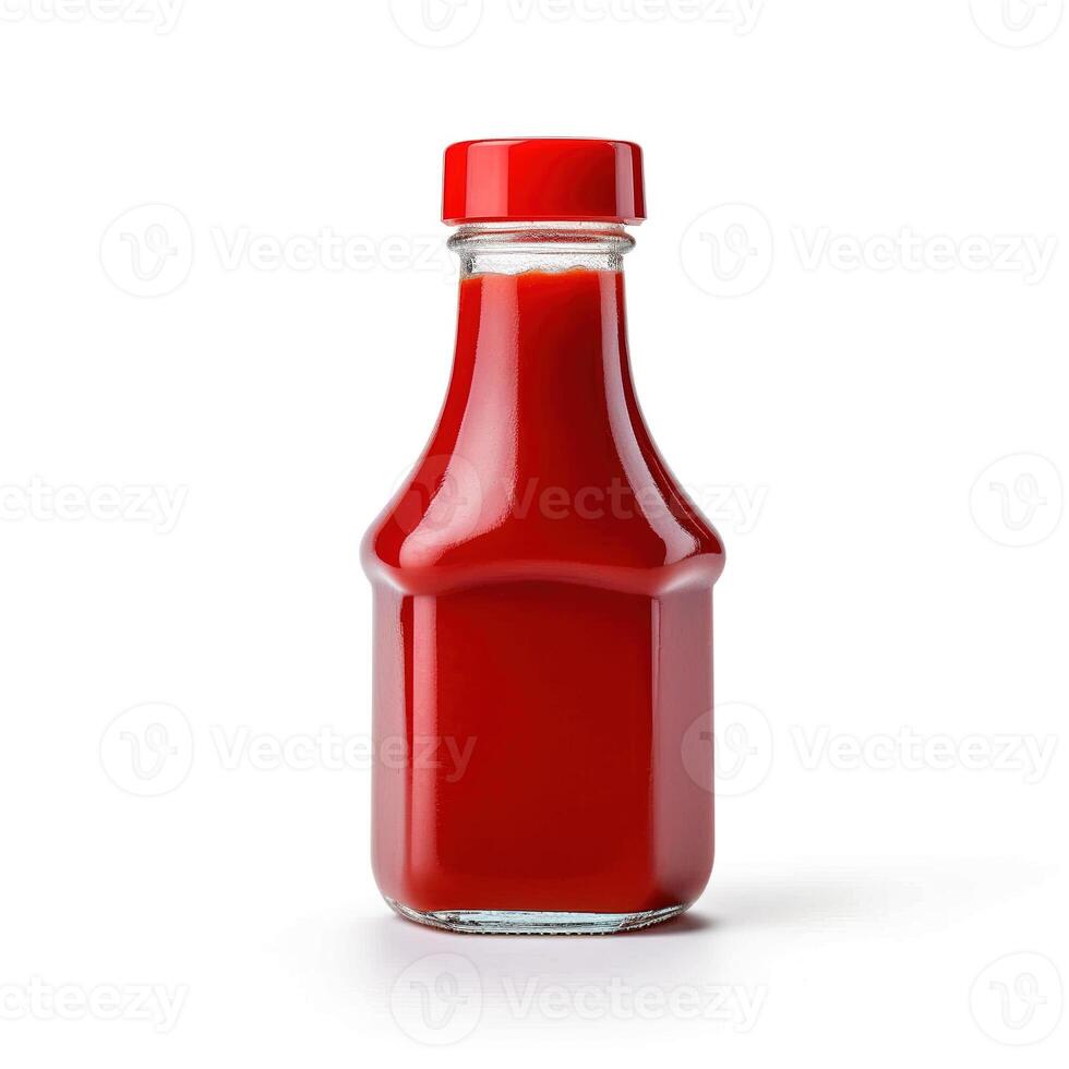 Ketchup bottle on white background. photo