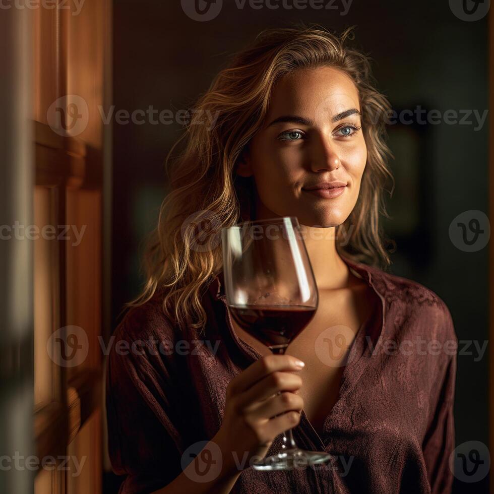 Woman drinking wine. photo