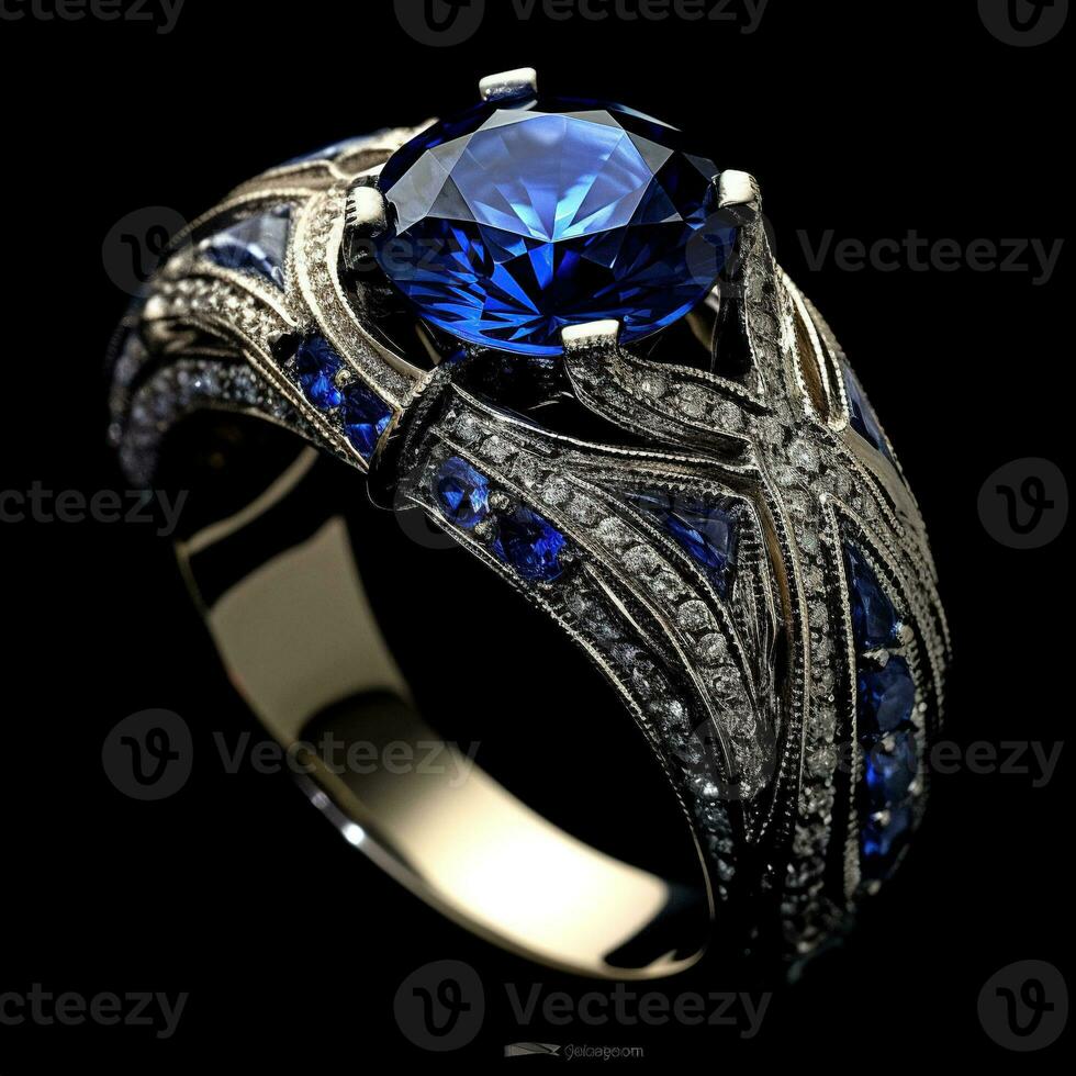 Sapphire ring. Generative AI photo