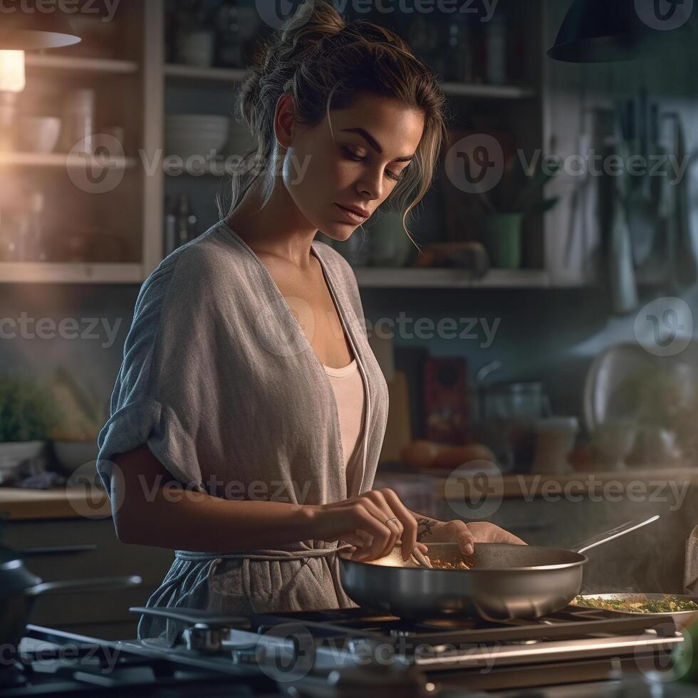 Woman in kitchen. photo