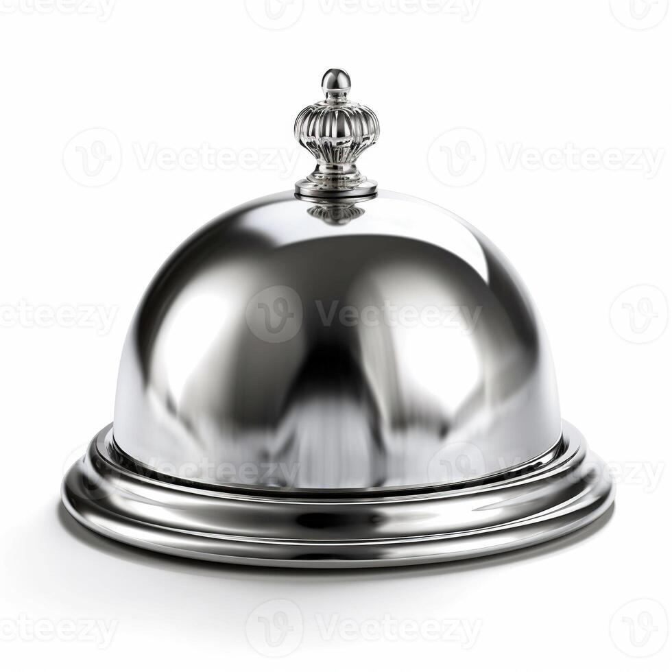 Silver cloche on white background. photo