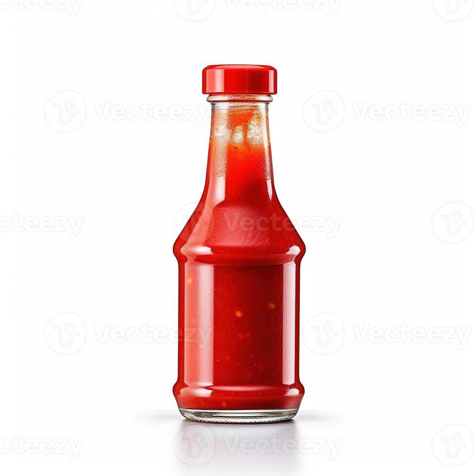 Ketchup bottle on white background. photo