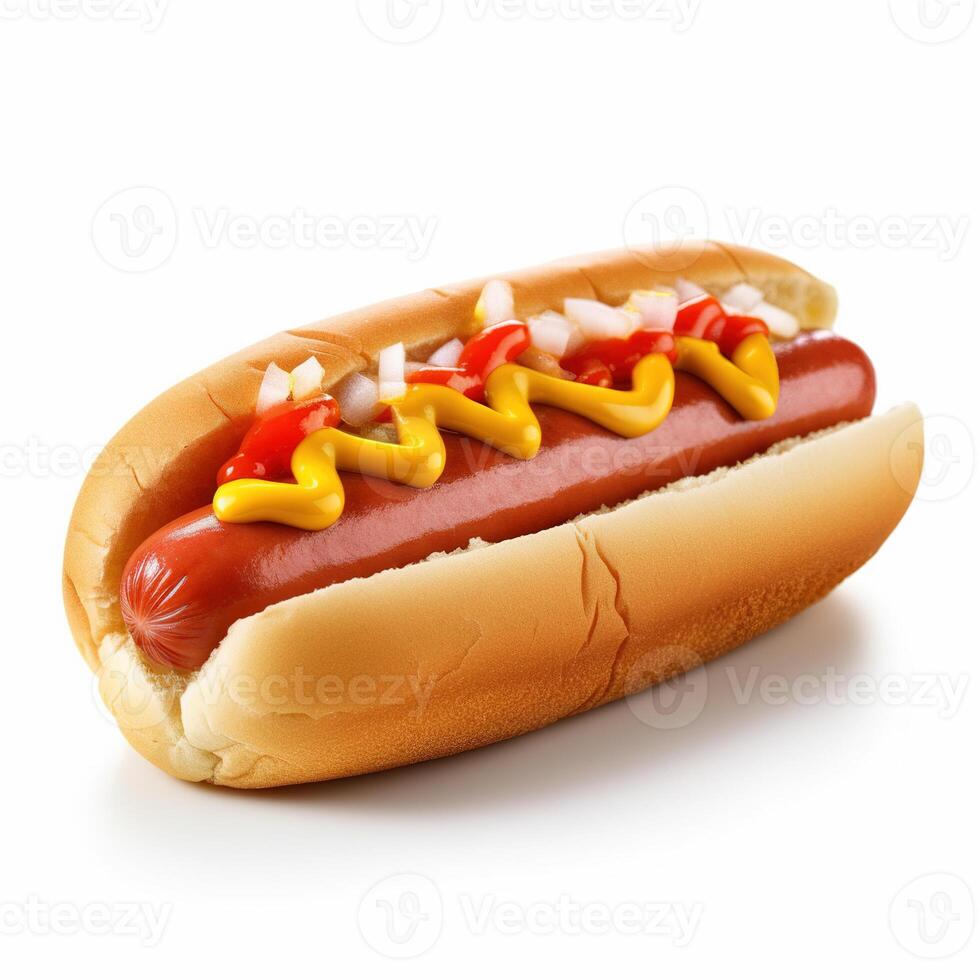 Hot dog on white background. photo