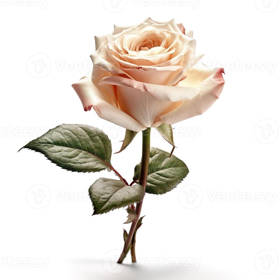 Rose flower on white background. photo