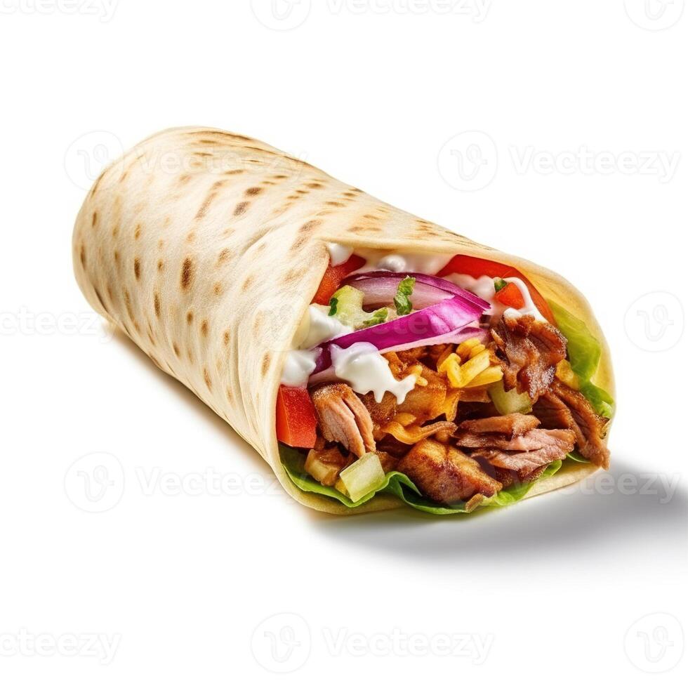 Shawarma on white background. photo