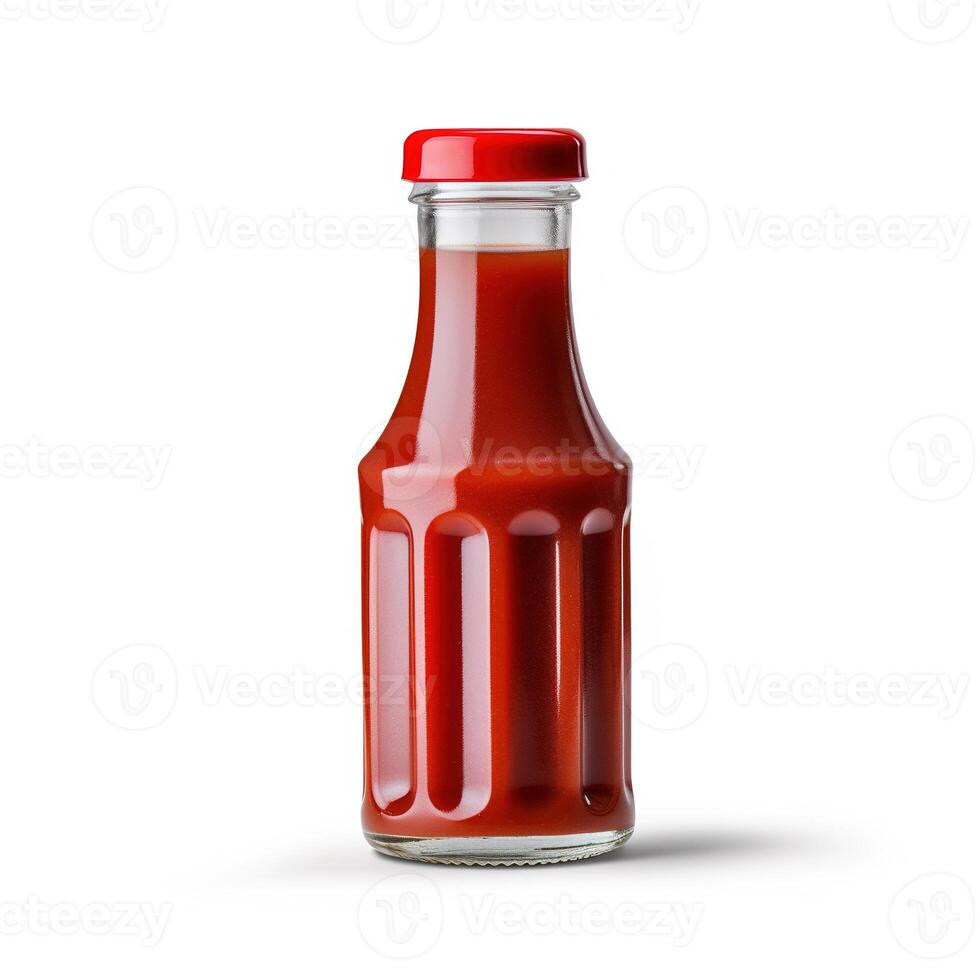 Ketchup bottle on white background. photo