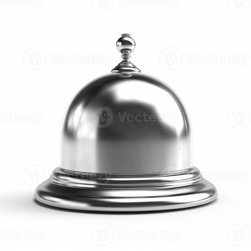 Silver cloche on white background. photo