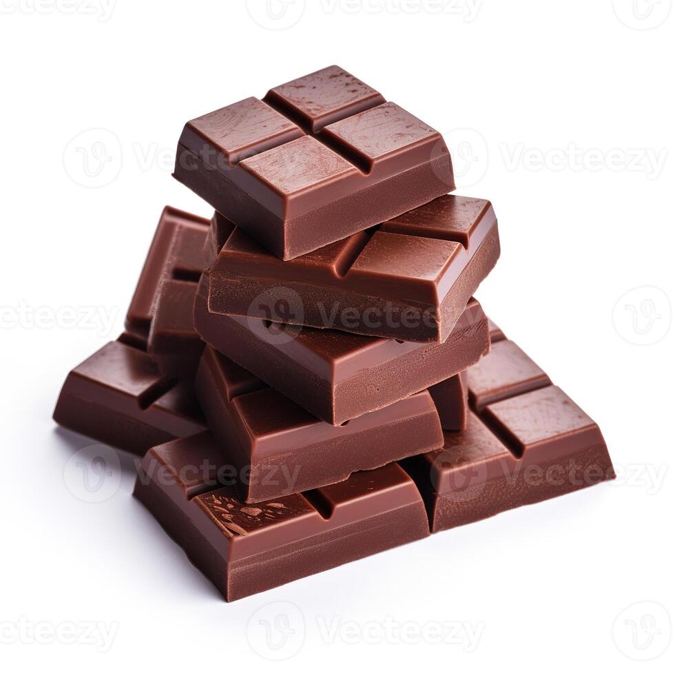 Chocolate bars on white background. photo