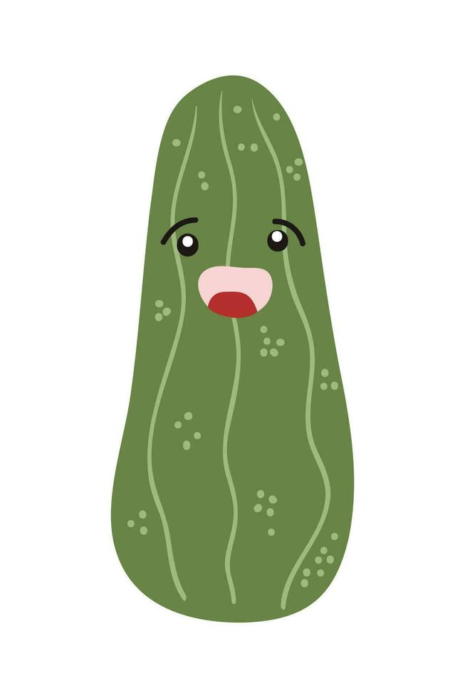 Cartoon vegetable character sticker. Funny emoticon in flat style. Food emoji. Funny vegetable characters isolated on white background, Cute and funny fruit set vector illustration