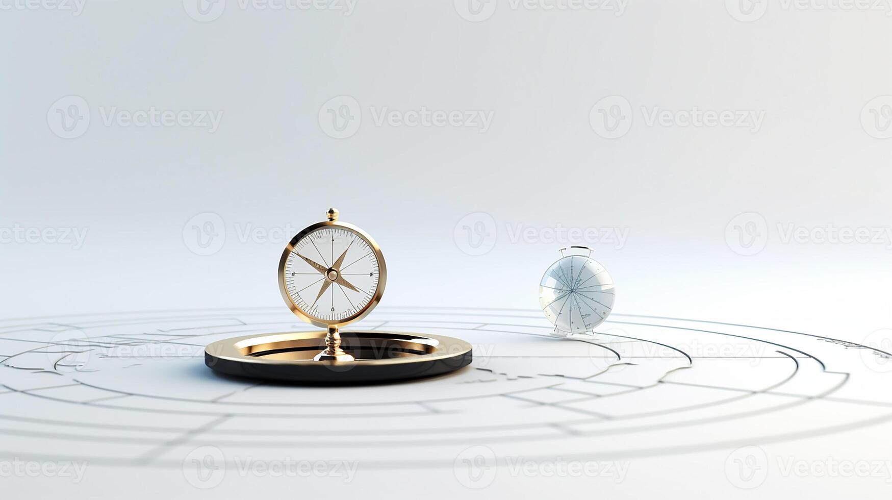 a gold compass on top of a world map photo
