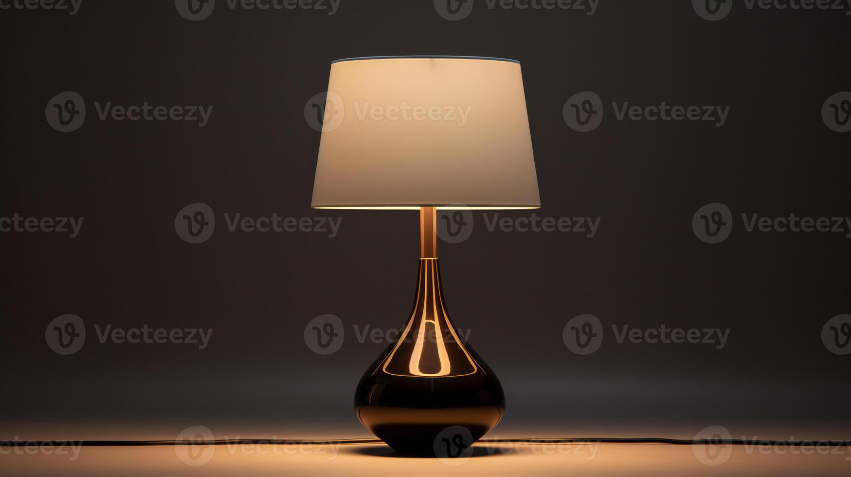 a lamp with a gold base and a white shade AI Generative photo