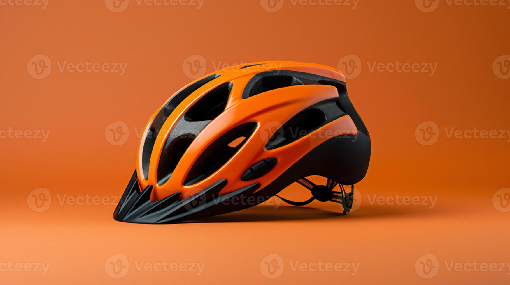 an orange bicycle helmet on an orange background AI Generative photo