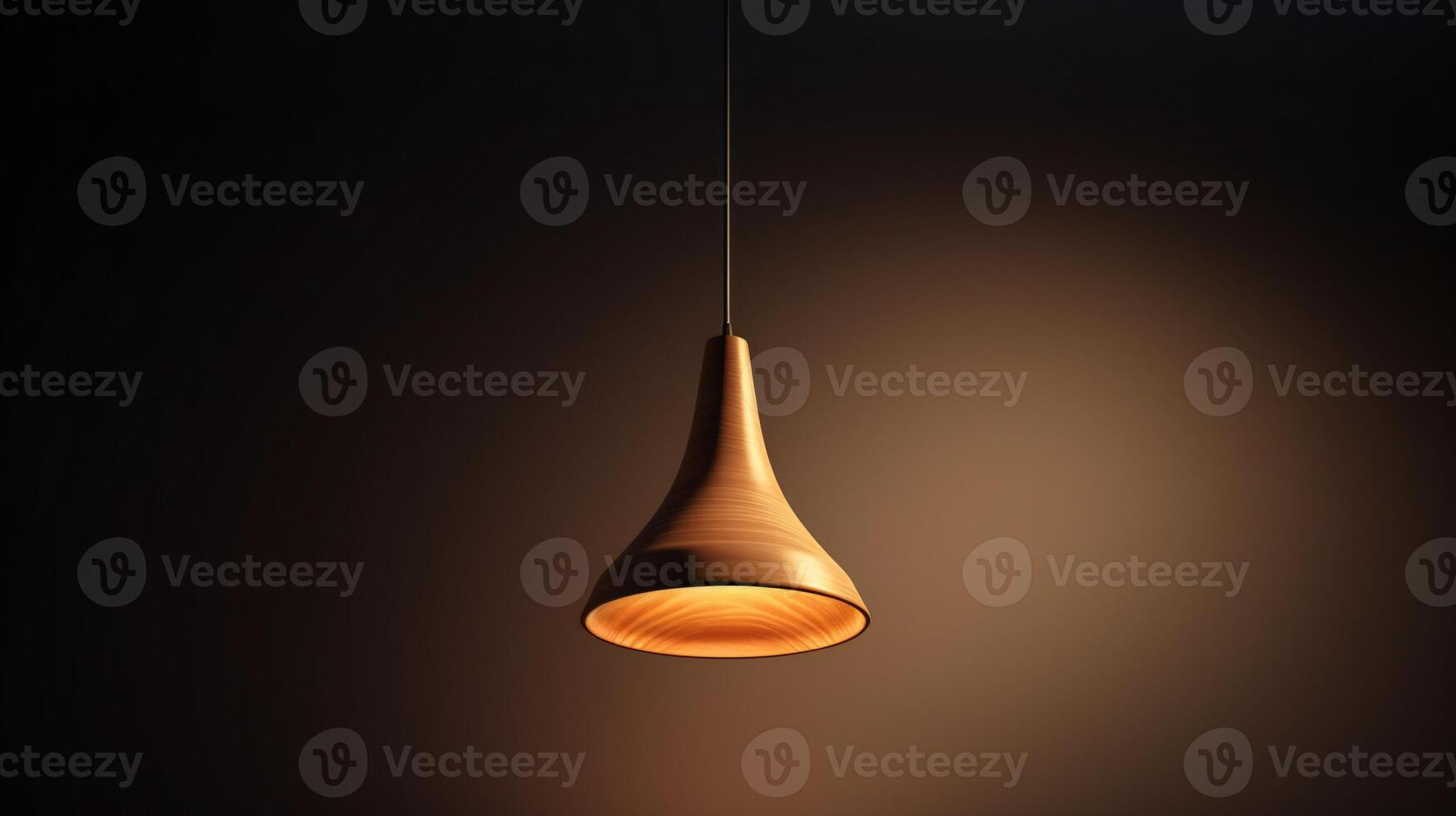 a wooden pendant light hanging from the ceiling AI Generative photo