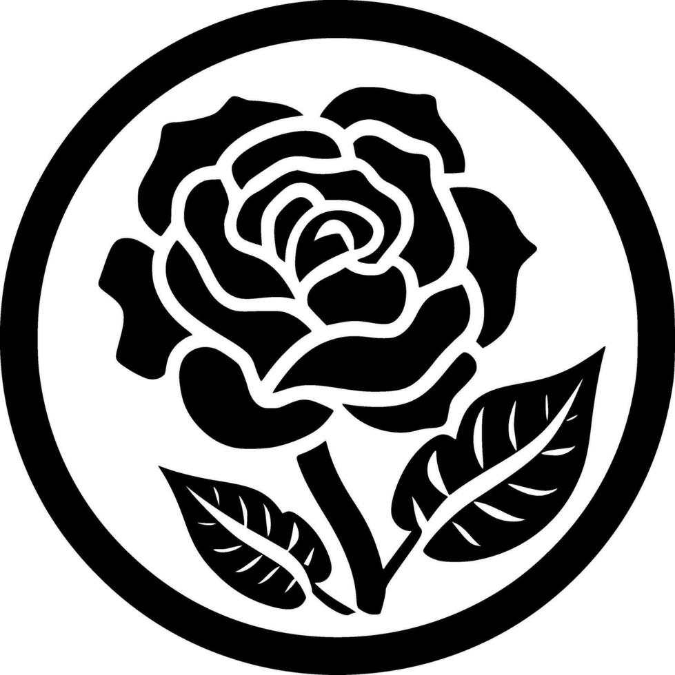 Flower - Black and White Isolated Icon - Vector illustration