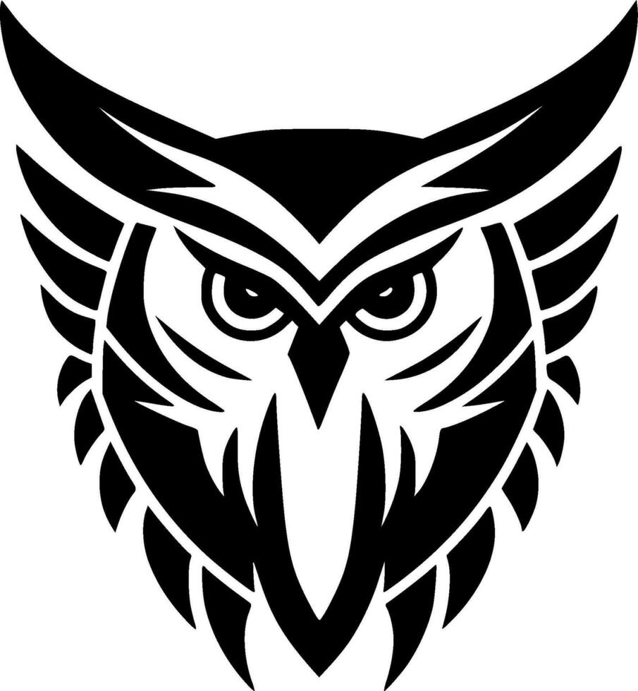 Owl, Black and White Vector illustration