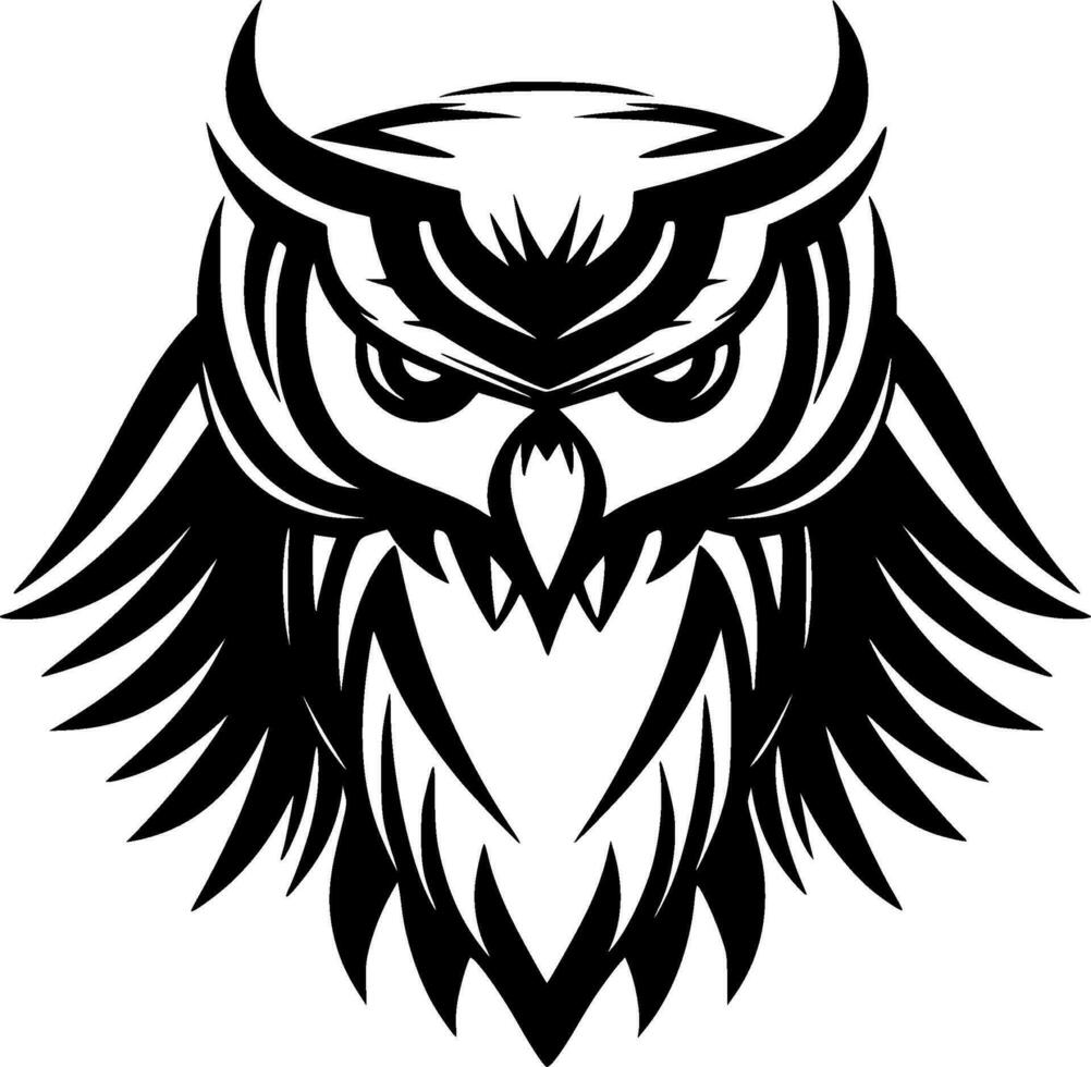 Owl - Black and White Isolated Icon - Vector illustration