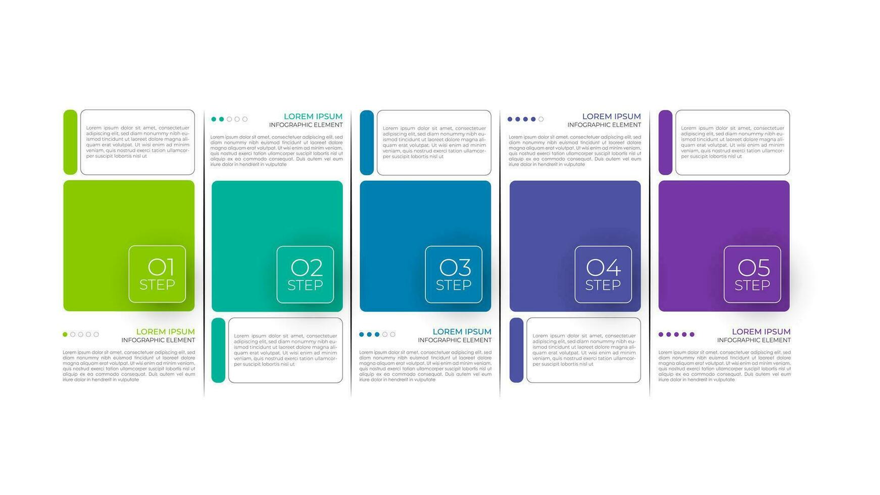 La plantilla de línea de tiempo de infografía moderna se puede utilizar para el diseño de flujo de trabajo, diagrama, opciones de número, diseño web. concepto de negocio infográfico con 5 opciones, partes, pasos o procesos. vector