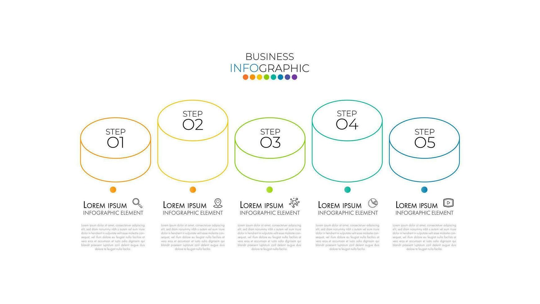 Flat Infographics 5 process flow design vector and marketing can be used for workflow layout, diagram, annual report presentation and timeline.