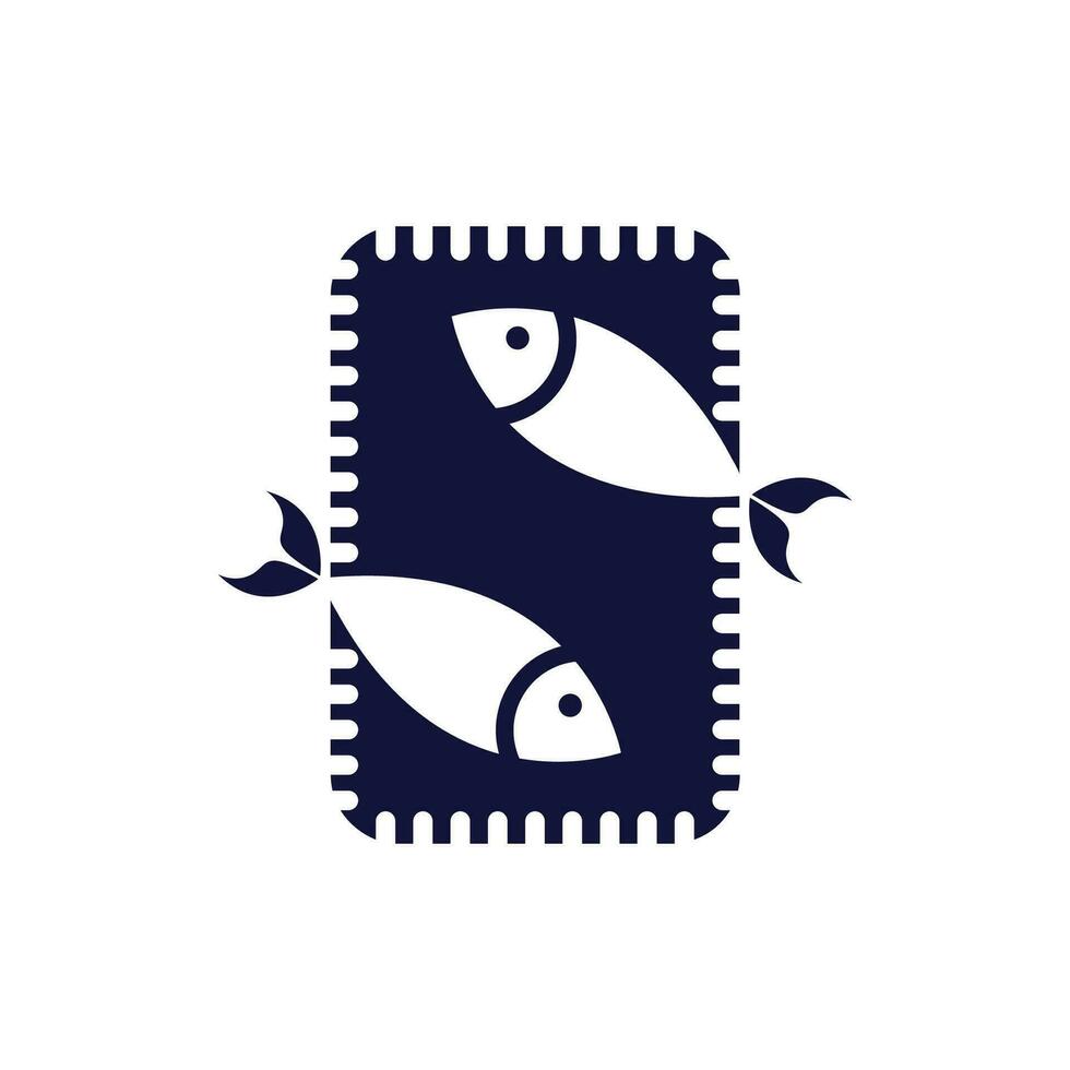 letra s y pescado elementos en un sencillo y moderno estilo. adecuado para varios negocio. vector