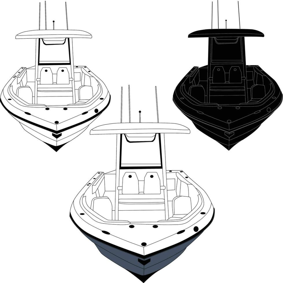 barco vector, línea Arte y color imagen de lado ver pescar barco en un blanco antecedentes. vector