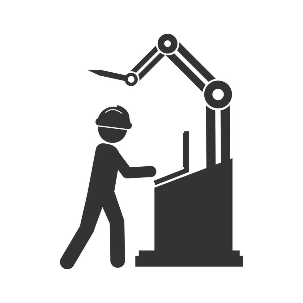 Vector illustration of machine programming icon in dark color and white ...