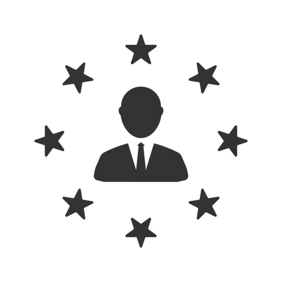 Vector illustration of stars employee icon in dark color and white background