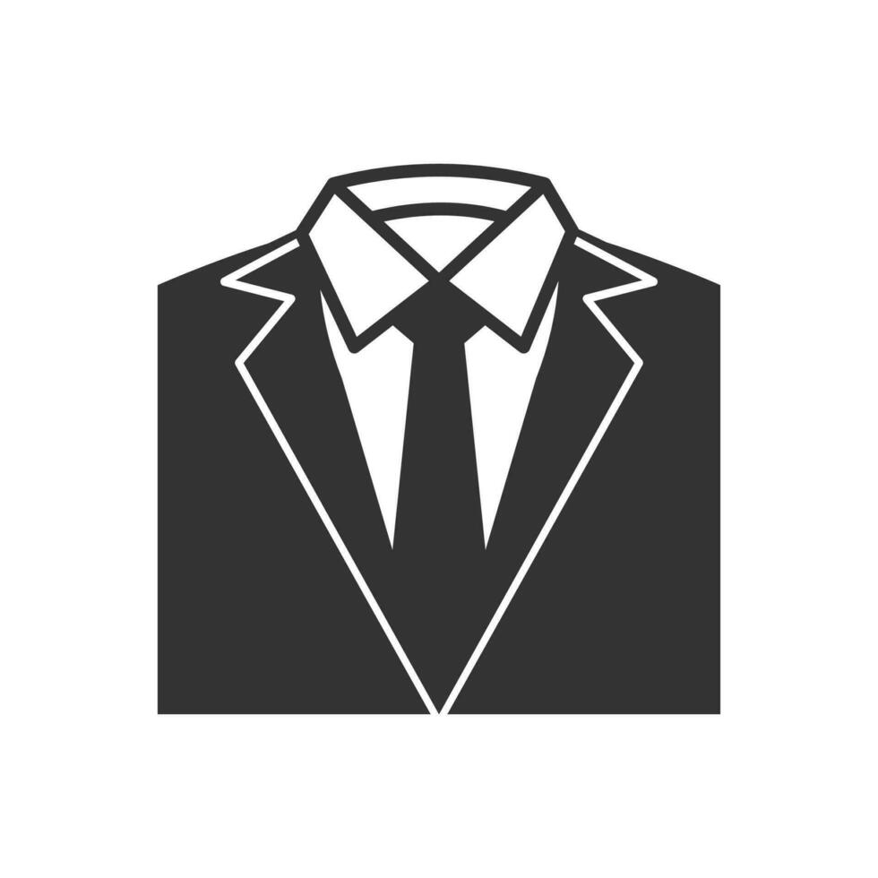 Vector illustration of suit icon in dark color and white background