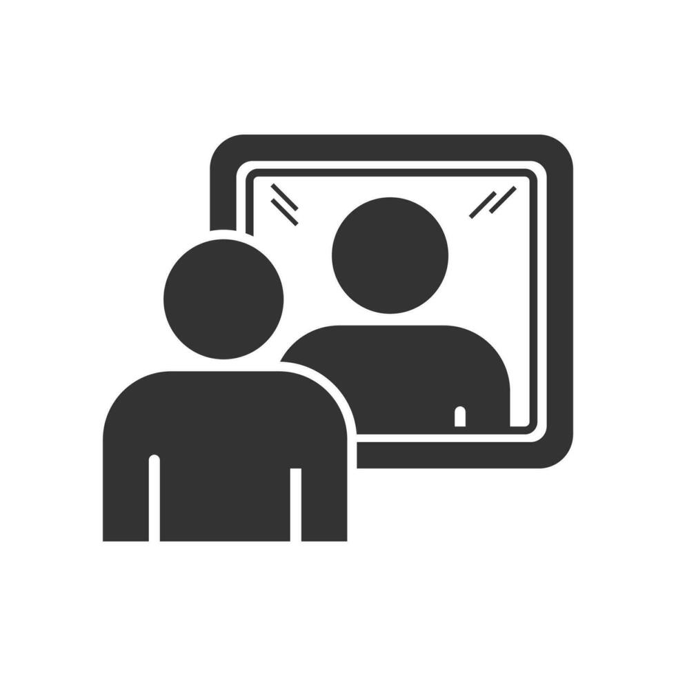 Vector illustration of someone mirrors icon in dark color and white background