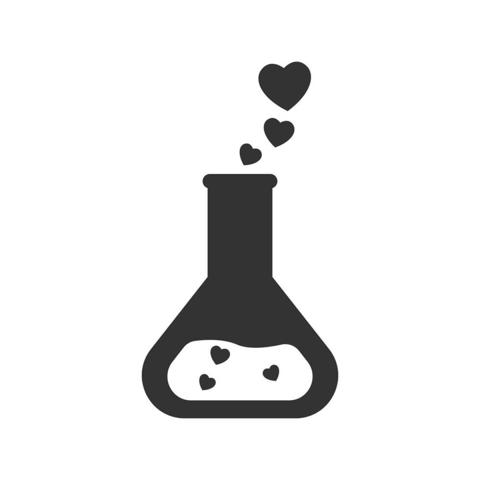 Vector illustration of love potion icon in dark color and white background