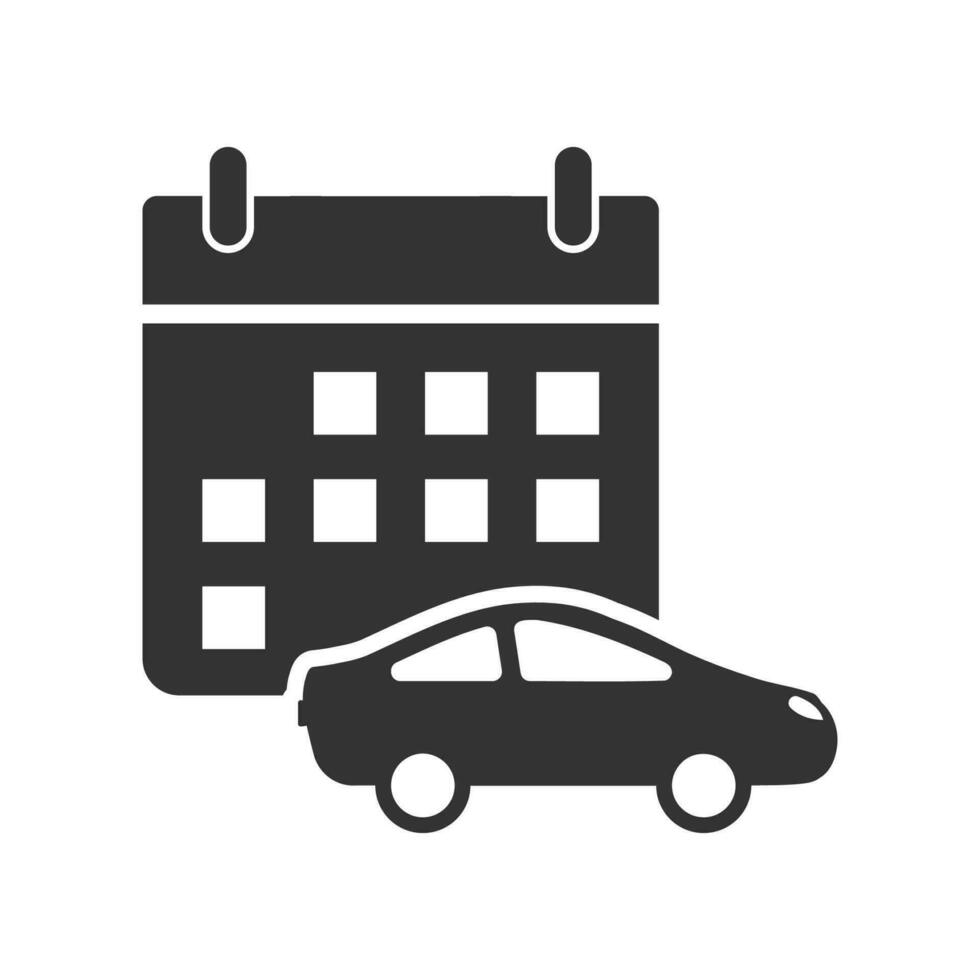 Vector illustration of car schedule icon in dark color and white background