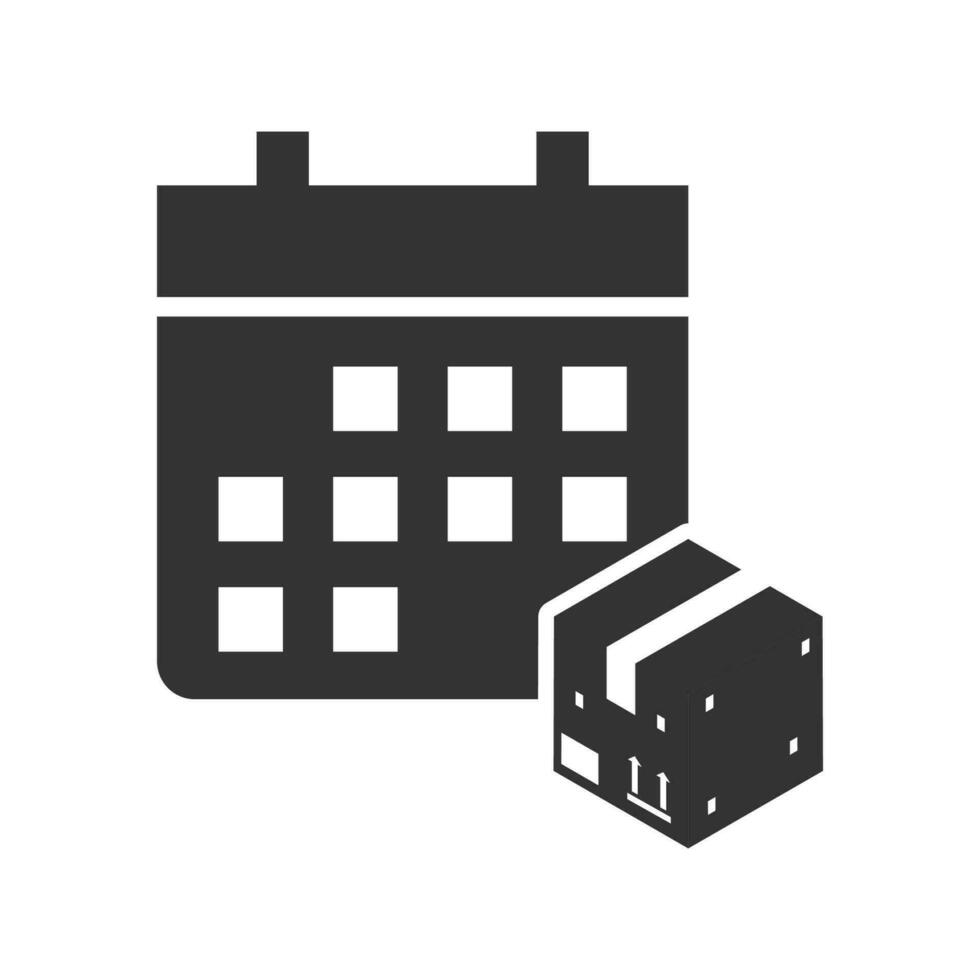 Vector illustration of package delivery date icon in dark color and