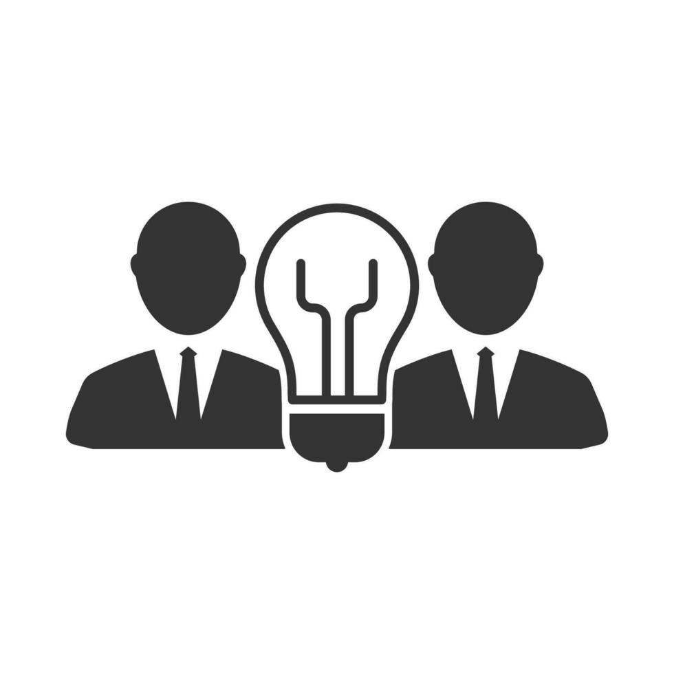 Vector illustration of group idea icon in dark color and white background