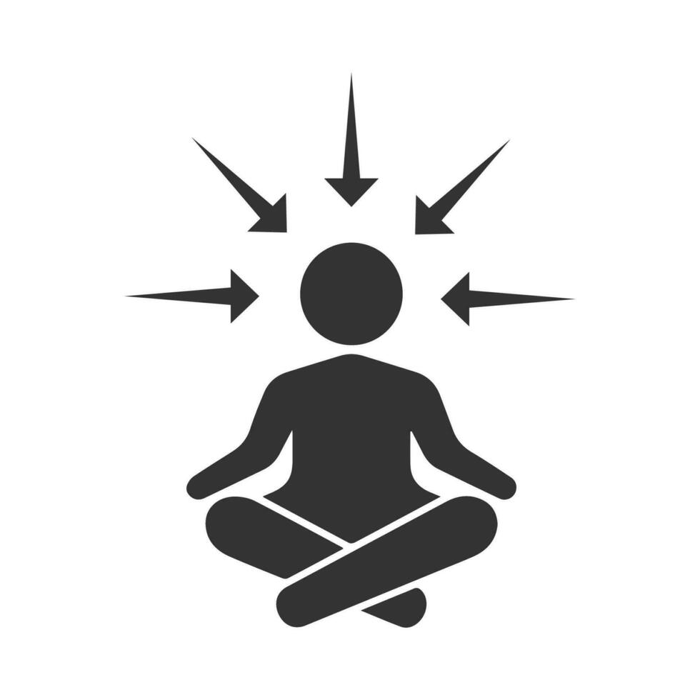 Vector illustration of meditation icon in dark color and white background