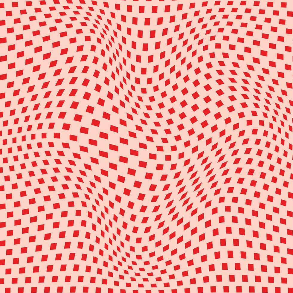 abstract red square dot wavy pattern art vector