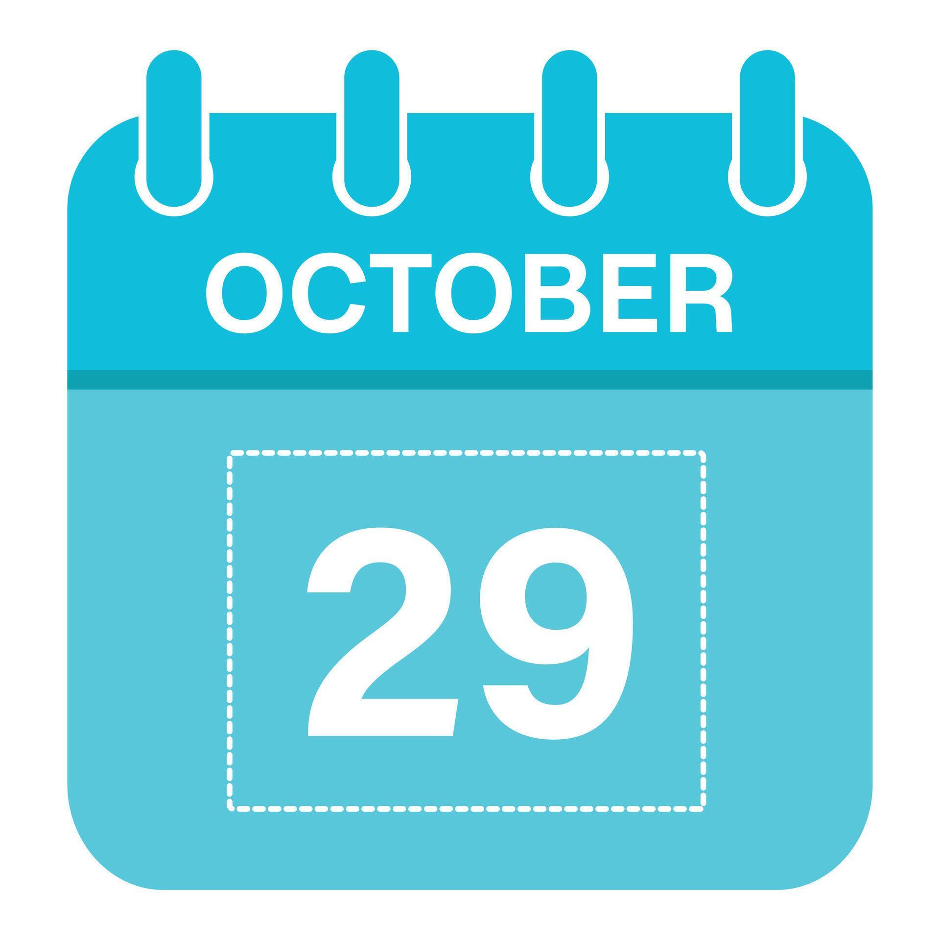 October 29 Calendar Daily Icon, Day, Date, Month 26697070 Vector Art at