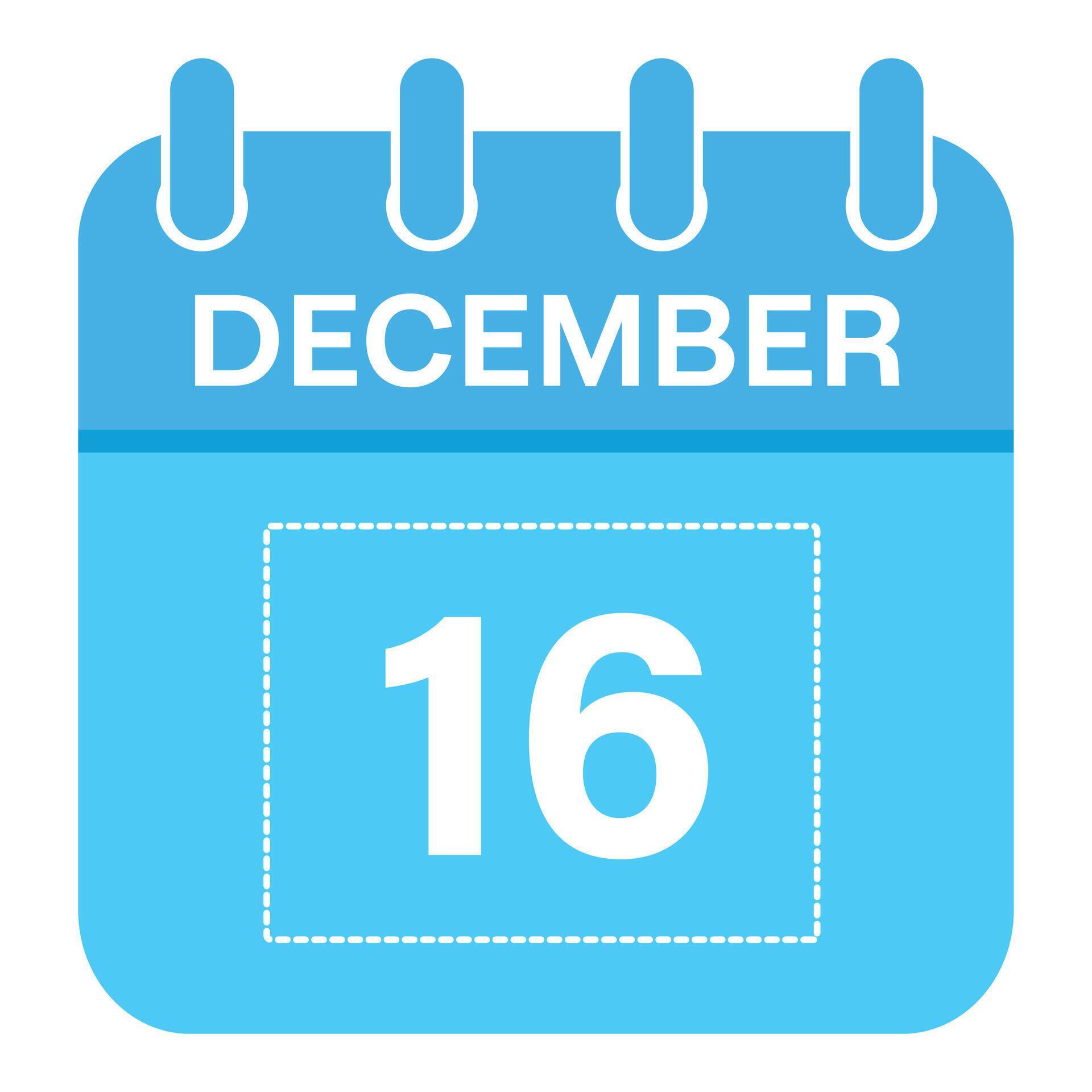 December 16 Calendar Daily Icon, Day, Date, Month 26697125 Vector Art