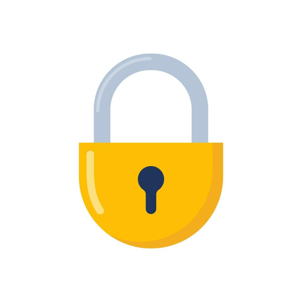 Padlock. Lock for safety and security protection. Locked secure mechanism, locking system. Vector illustration.