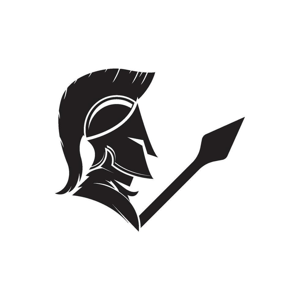 Caballero casco vector ilustración para un icono, símbolo o logo. Caballero plano logo gladiador
